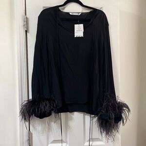 Zara Flowey Feather Blouse